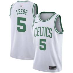 White Ed Leede Twill Basketball Jersey -Celtics #5 Leede Twill Jerseys, FREE SHIPPING