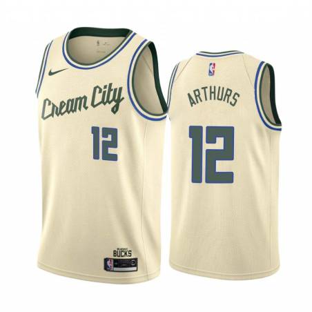 Cream_City John Arthurs Bucks #12 Twill Basketball Jersey FREE SHIPPING