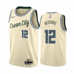 Cream_City Del Beshore Bucks #12 Twill Basketball Jersey FREE SHIPPING