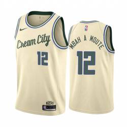 Cream_City Luc Mbah a Moute Bucks #12 Twill Basketball Jersey FREE SHIPPING