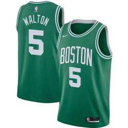 Green Bill Walton Twill Basketball Jersey -Celtics #5 Walton Twill Jerseys, FREE SHIPPING