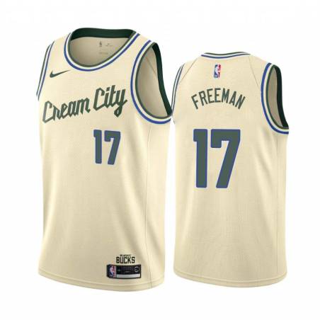 Cream_City Gary Freeman Bucks #17 Twill Basketball Jersey FREE SHIPPING