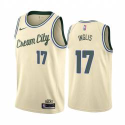 Cream_City Damien Inglis Bucks #17 Twill Basketball Jersey FREE SHIPPING