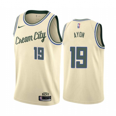 Cream_City Gustavo Ayon Bucks #19 Twill Basketball Jersey FREE SHIPPING