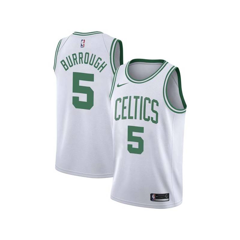 White Junior Burrough Twill Basketball Jersey -Celtics #5 Burrough Twill Jerseys, FREE SHIPPING