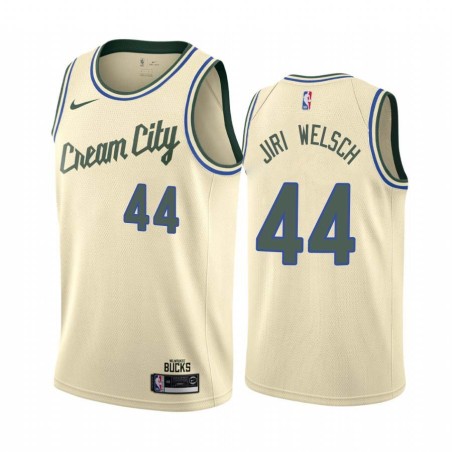 Cream_City Jiri Welsch Bucks #44 Twill Basketball Jersey FREE SHIPPING