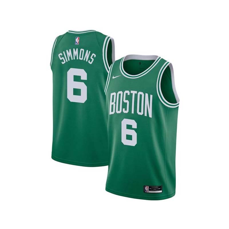 Green Johnny Simmons Twill Basketball Jersey -Celtics #6 Simmons Twill Jerseys, FREE SHIPPING