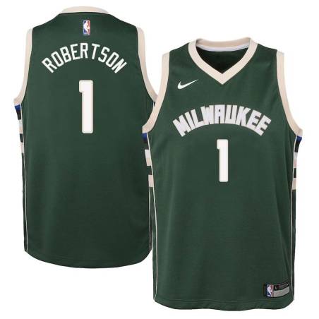 Green Oscar Robertson Bucks #1 Twill Basketball Jersey FREE SHIPPING