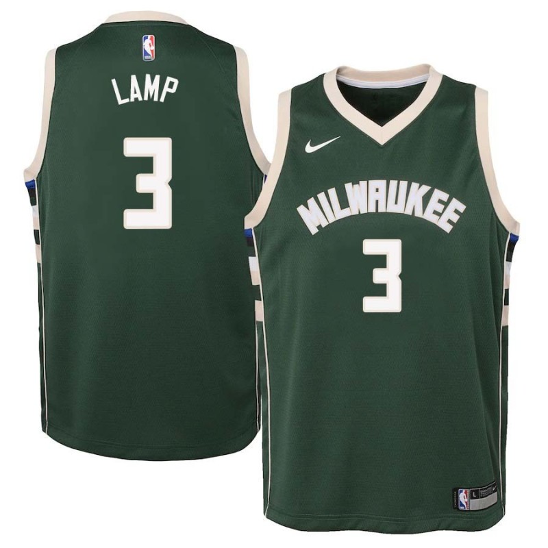 Green Jeff Lamp Bucks #3 Twill Basketball Jersey FREE SHIPPING