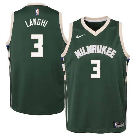 Green Dan Langhi Bucks #3 Twill Basketball Jersey FREE SHIPPING