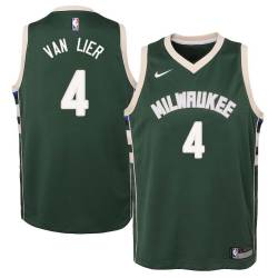 Green Norm Van Lier Bucks #4 Twill Basketball Jersey FREE SHIPPING