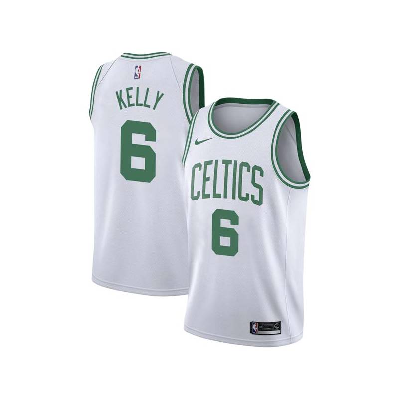 White Tom Kelly Twill Basketball Jersey -Celtics #6 Kelly Twill Jerseys, FREE SHIPPING