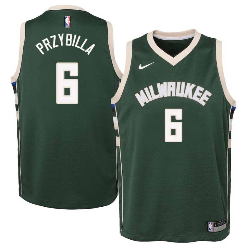 Green Joel Przybilla Bucks #6 Twill Basketball Jersey FREE SHIPPING