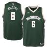 Green Nate Wolters Bucks #6 Twill Basketball Jersey FREE SHIPPING