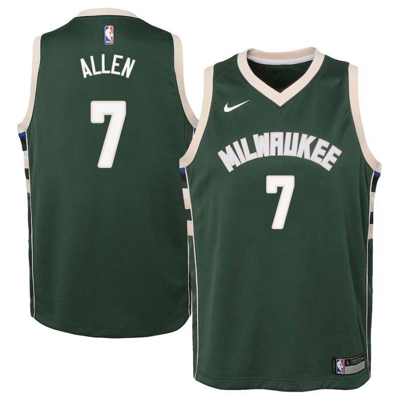 Green Lucius Allen Bucks #7 Twill Basketball Jersey FREE SHIPPING