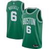 Green Bill Russell Twill Basketball Jersey -Celtics #6 Russell Twill Jerseys, FREE SHIPPING