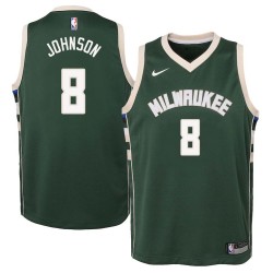 Green Marques Johnson Bucks #8 Twill Basketball Jersey FREE SHIPPING