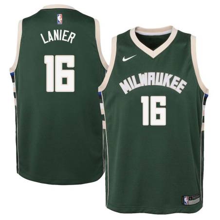 Green Bob Lanier Bucks #16 Twill Basketball Jersey FREE SHIPPING