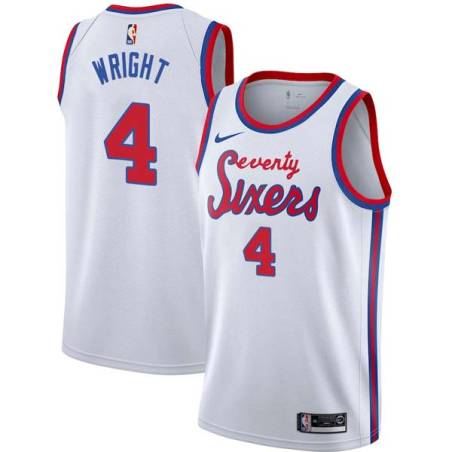 White Classic Dorell Wright Twill Basketball Jersey -76ers #4 Wright Twill Jerseys, FREE SHIPPING