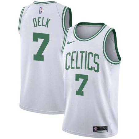 White Tony Delk Twill Basketball Jersey -Celtics #7 Delk Twill Jerseys, FREE SHIPPING