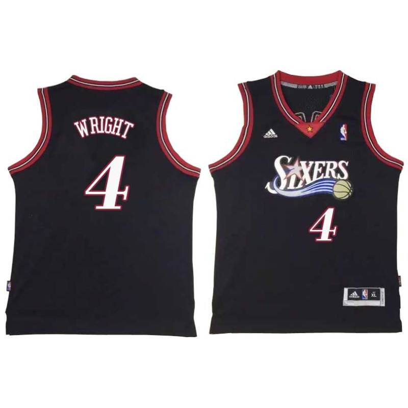 Black Throwback Dorell Wright Twill Basketball Jersey -76ers #4 Wright Twill Jerseys, FREE SHIPPING