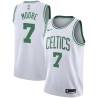 White Mikki Moore Twill Basketball Jersey -Celtics #7 Moore Twill Jerseys, FREE SHIPPING