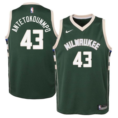 Green Thanasis Antetokounmpo Bucks #43 Twill Basketball Jersey FREE SHIPPING