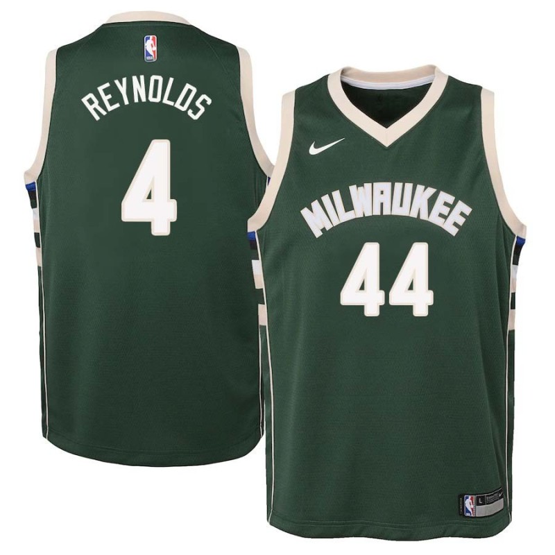 Green Jerry Reynolds Bucks #44 Twill Basketball Jersey FREE SHIPPING