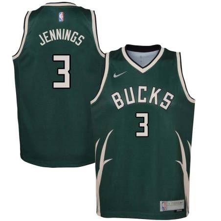 Green_Earned Brandon Jennings Bucks #3 Twill Basketball Jersey FREE SHIPPING