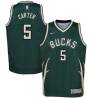 Green_Earned Fred Carter Bucks #5 Twill Basketball Jersey FREE SHIPPING