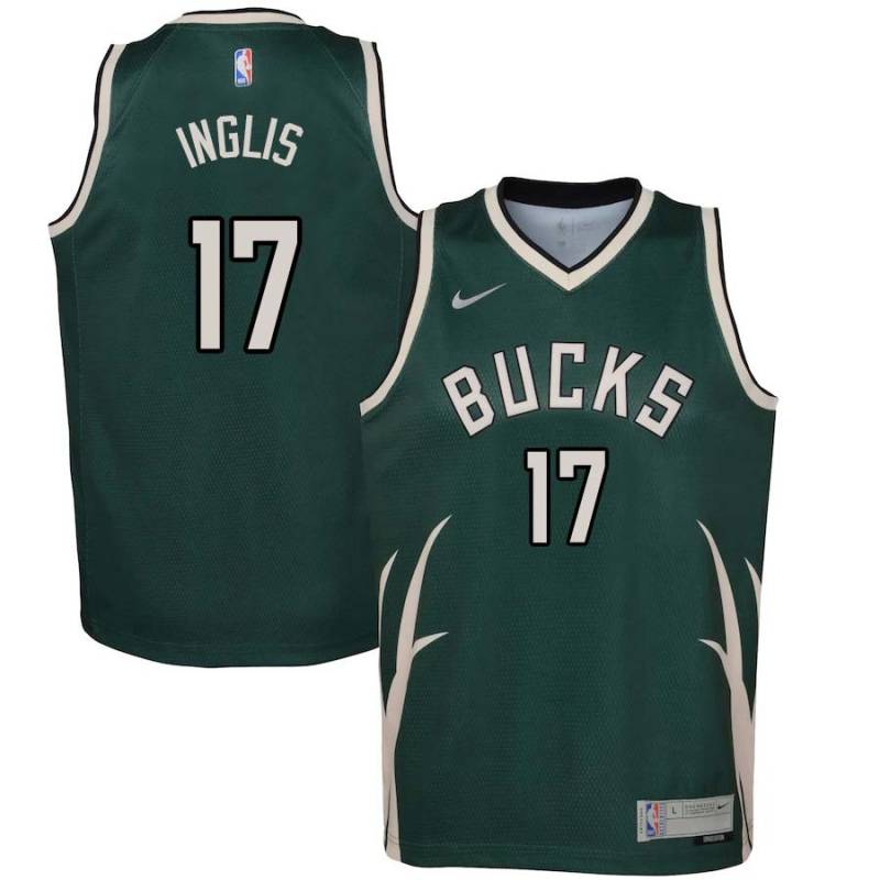 Green_Earned Damien Inglis Bucks #17 Twill Basketball Jersey FREE SHIPPING