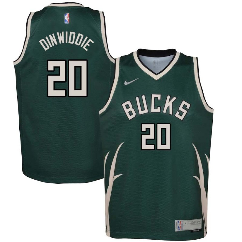 Green_Earned Bill Dinwiddie Bucks #20 Twill Basketball Jersey FREE SHIPPING