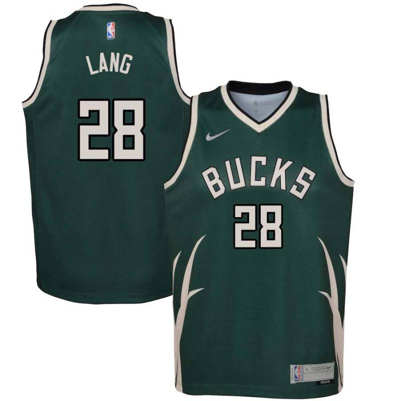 Green_Earned Andrew Lang Bucks #28 Twill Basketball Jersey FREE SHIPPING