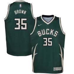 Green_Earned Tony Brown Bucks #35 Twill Basketball Jersey FREE SHIPPING