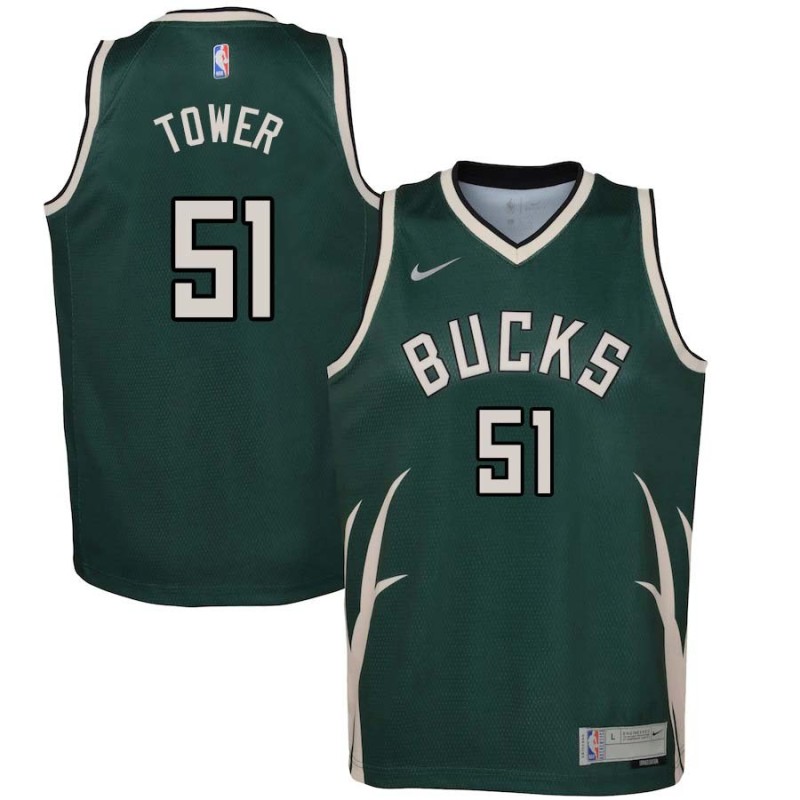 Green_Earned Keith Tower Bucks #51 Twill Basketball Jersey FREE SHIPPING