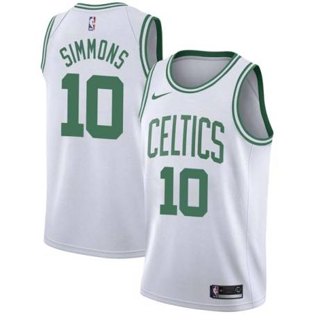 White Connie Simmons Twill Basketball Jersey -Celtics #10 Simmons Twill Jerseys, FREE SHIPPING