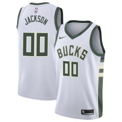 White Darnell Jackson Bucks #00 Twill Basketball Jersey FREE SHIPPING