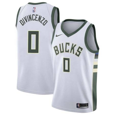 White Donte DiVincenzo Bucks #0 Twill Basketball Jersey FREE SHIPPING