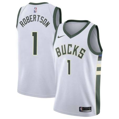 White Oscar Robertson Bucks #1 Twill Basketball Jersey FREE SHIPPING