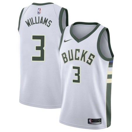 White Sam Williams Bucks #3 Twill Basketball Jersey FREE SHIPPING