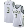 White Dale Ellis Bucks #3 Twill Basketball Jersey FREE SHIPPING