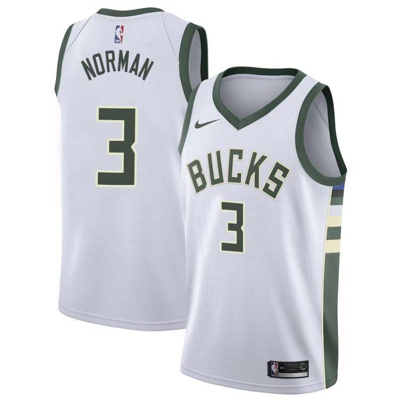 White Ken Norman Bucks #3 Twill Basketball Jersey FREE SHIPPING