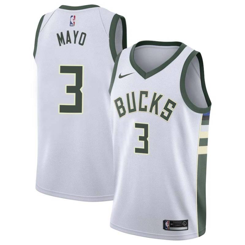 White O.J. Mayo Bucks #3 Twill Basketball Jersey FREE SHIPPING