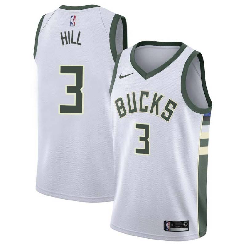 White George Hill Bucks #3 Twill Basketball Jersey FREE SHIPPING