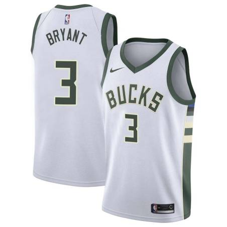 White Elijah Bryant Bucks #3 Twill Basketball Jersey FREE SHIPPING