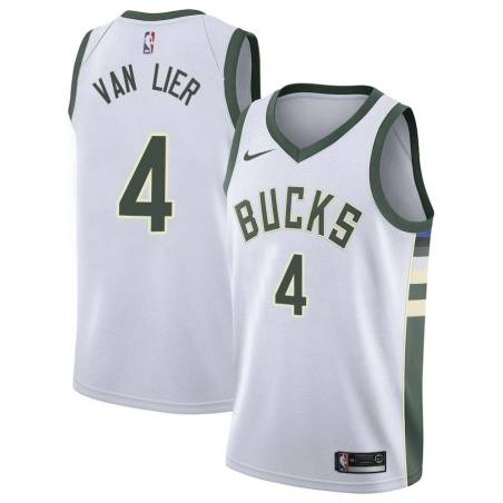 White Norm Van Lier Bucks #4 Twill Basketball Jersey FREE SHIPPING