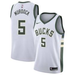 White Eric Murdock Bucks #5 Twill Basketball Jersey FREE SHIPPING