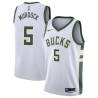 White Eric Murdock Bucks #5 Twill Basketball Jersey FREE SHIPPING