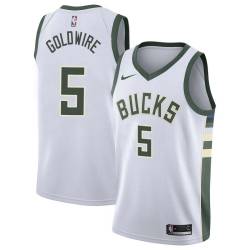 White Anthony Goldwire Bucks #5 Twill Basketball Jersey FREE SHIPPING