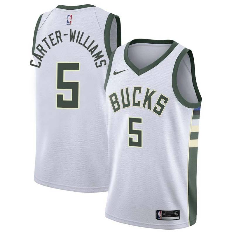 White Michael Carter-Williams Bucks #5 Twill Basketball Jersey FREE SHIPPING